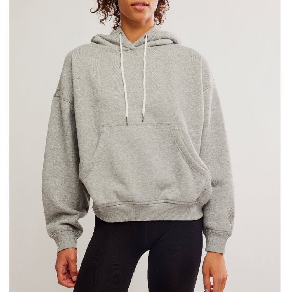 Free People Final Call Embroidered Hoodie Heather Grey Combo XL - Picture 3 of 8